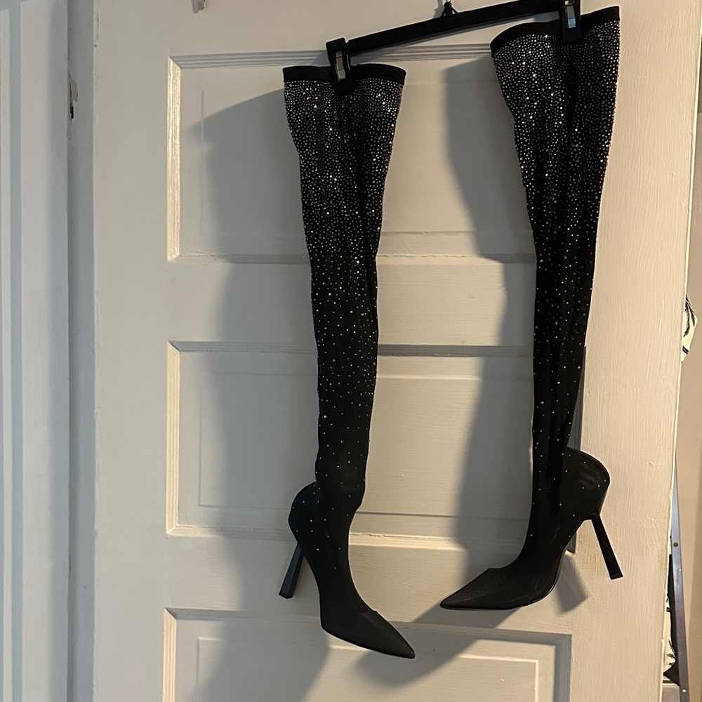 Aldo Black Sparkle Over-the-Knee Boots